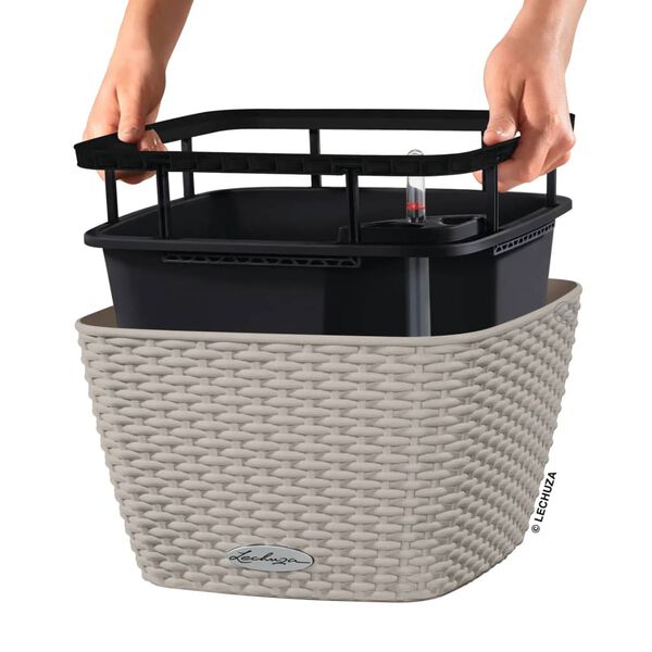 LECHUZA Pflanzgef&auml;&szlig; BACINO Cottage ALL-IN-ONE 30x30 cm Sandbraun