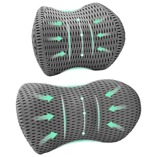 vidaXL Kopfkissen mit Kissen Verstellbar 2 pcs Grau 4D Mesh