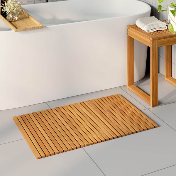 vidaXL Badematte Uni Braun 80 x 50 cm Holz