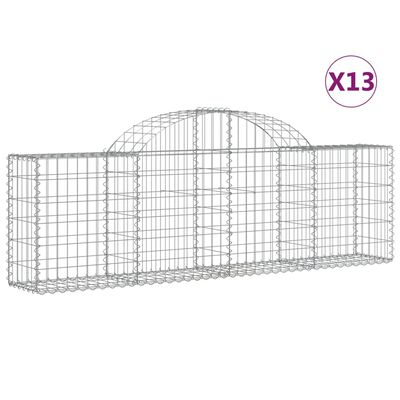 vidaXL Gabionen mit Hochbogen 13 Stk. 200x30x60/80 cm Verzinktes Eisen