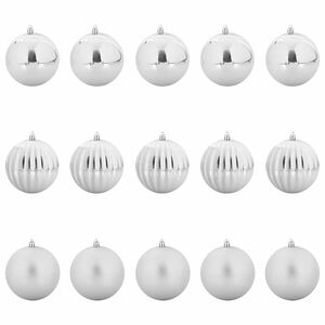 vidaXL Weihnachtsbaumkugel Set XL 15 stk. Silber &Oslash; 10 cm Kunststoff