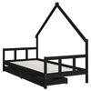 vidaXL Kinderbett mit Schubladen Schwarz 90x200 cm Massivholz Kiefer