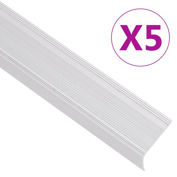 vidaXL Treppenkantenprofile in L-Form 5 Stk. Aluminium 90 cm Silbern