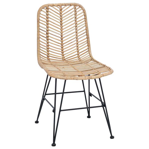 vidaXL Esszimmerstuhl 2 pcs Natur 44 x 47 x 85 cm Rattan und Eisen