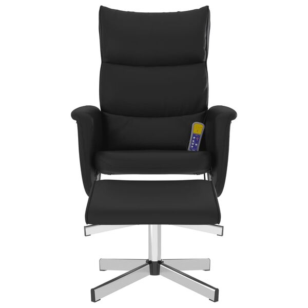 vidaXL Massagesessel mit Fu&szlig;hocker Schwarz Kunstleder