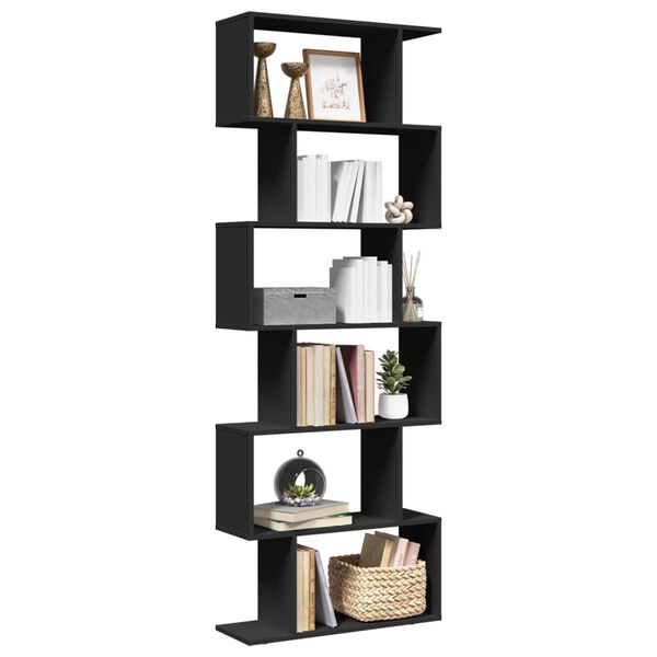 vidaXL Raumteiler-B&uuml;cherregal 6 Etagen Schwarz 70x24x193 cm