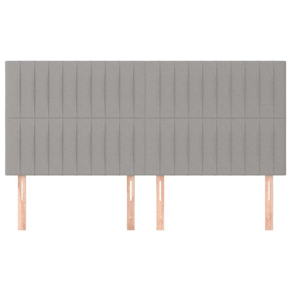 vidaXL Kopfteil Hellgrau 200 x 5 x 118/128 cm Stoff