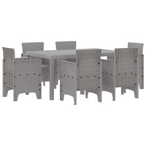 vidaXL Garten Essgruppe 7 pcs Hellgrau Polt Rattan