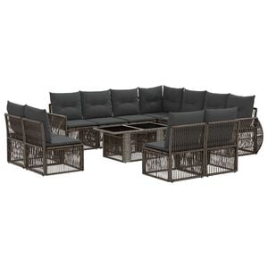 vidaXL Gartensofa-set 12 stk. Grau und Dunkelgrau Poly-Rattan