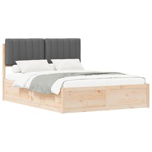 vidaXL Bettgestell mit gepolstertem Kopfteil Dunkelgrau 140 x 190 cm