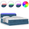 vidaXL Ottoman-Bett mit Matratzen & LEDs Dunkelblau 160x200 cm Samt
