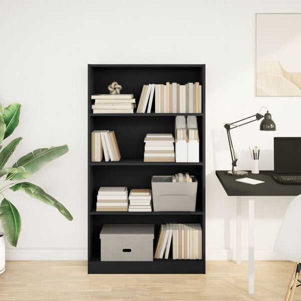 vidaXL B&uuml;cherregal Schwarz 80x24x143 cm Holzwerkstoff