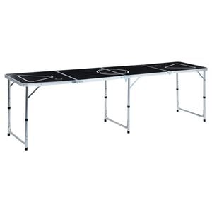 vidaXL Klappbarer Bier-Pong-Tisch 240 cm Schwarz