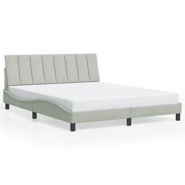 vidaXL Bettgestell ohne Matratze "Hanko" Hellgrau 160x200 cm Samt