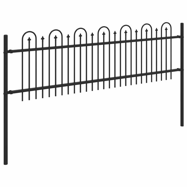 vidaXL Spitzenbogenzaun Schwarz 200 x 130 cm Pulverbeschichteter Stahl