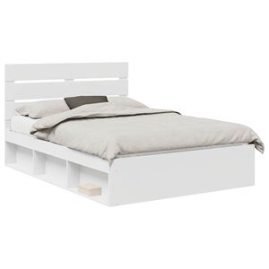 vidaXL Bettrahmen mit Kopfteil Wei&szlig; 140 x 200 cm Massives Kiefernholz
