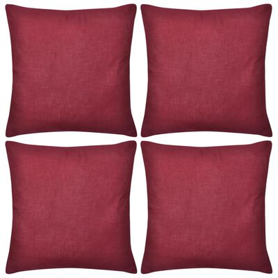 4 burgunderrote Kissenbezüge Baumwolle 50 x 50 cm