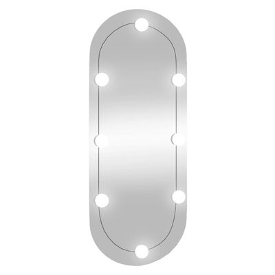 vidaXL Wandspiegel mit LED-Leuchten 30x70 cm Glas Oval