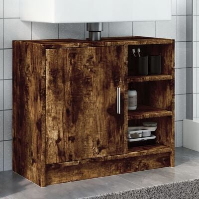 vidaXL Waschbeckenschrank Räuchereiche 63x29x55 cm Holzwerkstoff