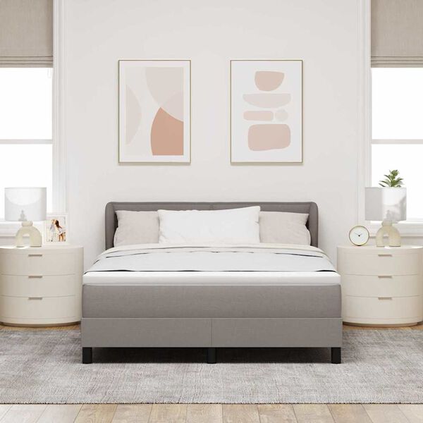 vidaXL Boxspringbett mit Matratze Taupe 160 x 200 cm Stoff