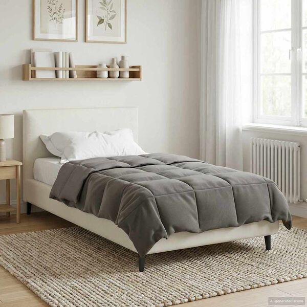 vidaXL Ganzjahresbettdecke Gepolstert Hellgrau 140 x 220 cm Mikrofaser