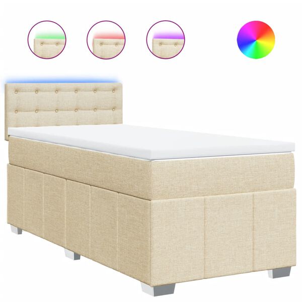 vidaXL Boxspringbett mit Matratze Creme 90x190 cm Stoff