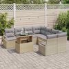 vidaXL Garten-Sofa-Set mit Kissen 9 pcs Beige und Hellgrau Poly-Rattan