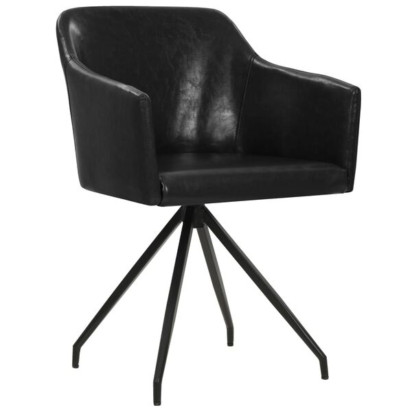 vidaXL Esszimmerst&uuml;hle 2 Stk. Drehbar Schwarz Kunstleder