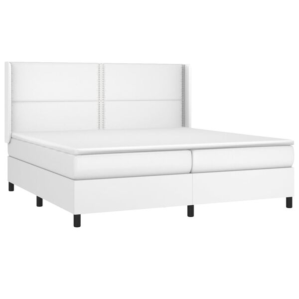 vidaXL Boxspringbett mit Matratze Wei&szlig; 200x200 cm Kunstleder