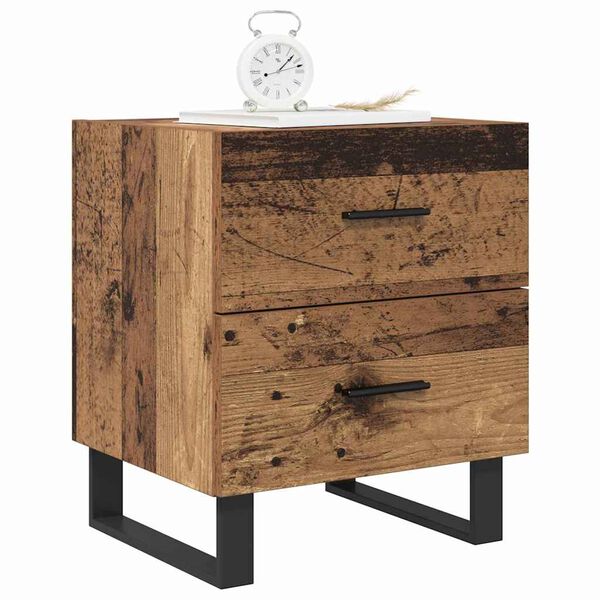 vidaXL Nachttisch 2 pcs Altholz und Schwarz 40 x 35 x 47,5 cm