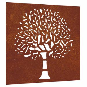 vidaXL Garten-Wanddeko 55x55 cm Cortenstahl Baum-Design