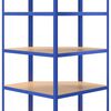 vidaXL Eckregal mit 5 B&ouml;den Blau Stahl & Holzwerkstoff