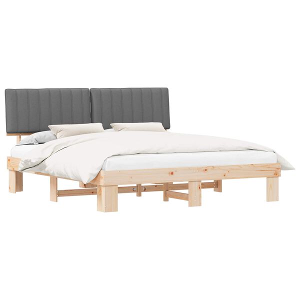 vidaXL Bettgestell mit gepolstertem Kopfteil Hellgrau 180 x 200 cm