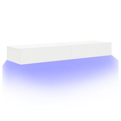 vidaXL TV-Schränke mit LED-Leuchten 2 Stk. Weiß 60x35x15,5 cm