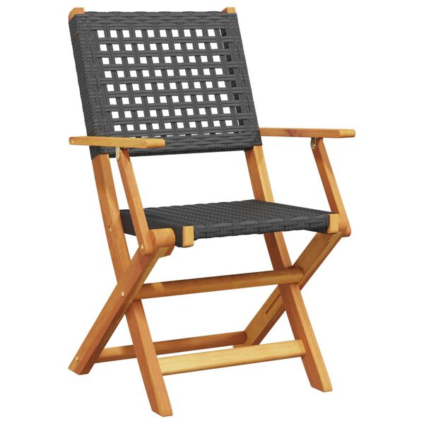 vidaXL 5-tlg. Garten-Essgruppe Schwarz Poly Rattan und Massivholz