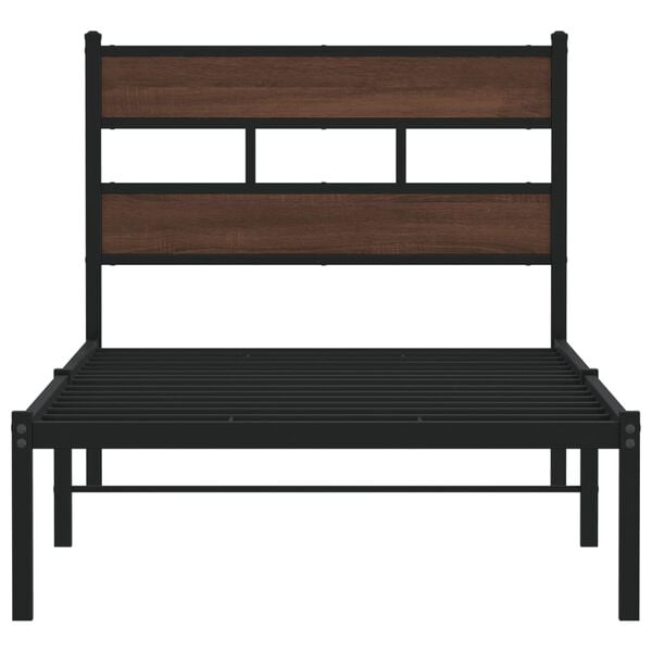 vidaXL Bettgestell ohne Matratze mit Kopfteil Braun Eiche 90x190 cm