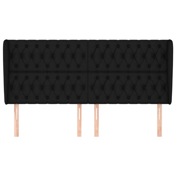vidaXL Kopfteil mit Ohren Schwarz 203x23x118/128 cm Stoff