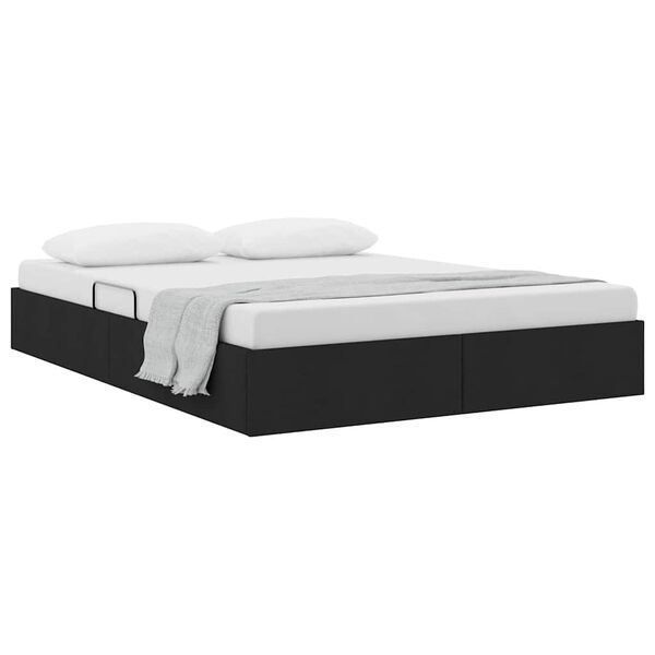 vidaXL Aufbewahrungsbett mit Matratze Schwarz 135 x 190 cm Stoff