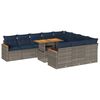 vidaXL 11-tlg. Garten-Sofagarnitur mit Kissen Grau Poly Rattan