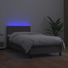 vidaXL Boxspringbett mit Matratze & LED Grau 80x200 cm Kunstleder