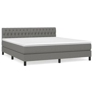 vidaXL Boxspringbett mit Matratze Dunkelgrau 180x200 cm Stoff