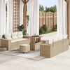 vidaXL Gartensofa-set mit Kissen 9 pcs Beige und Creme Poly Rattan