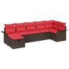 vidaXL Gartensofa-set 7 stk. Braun und Rot Poly-Rattan