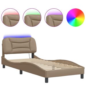vidaXL Bettgestell mit LED ohne Matratze "Hvar" Cappuccino-Braun 80x200 cm