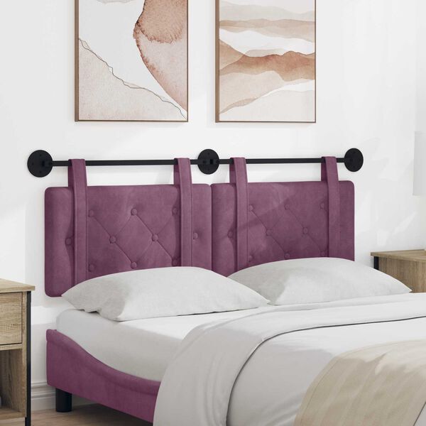 vidaXL H&auml;ngevorderseite Wandmontiert Lila 130 x 55 x 5 cm Samt