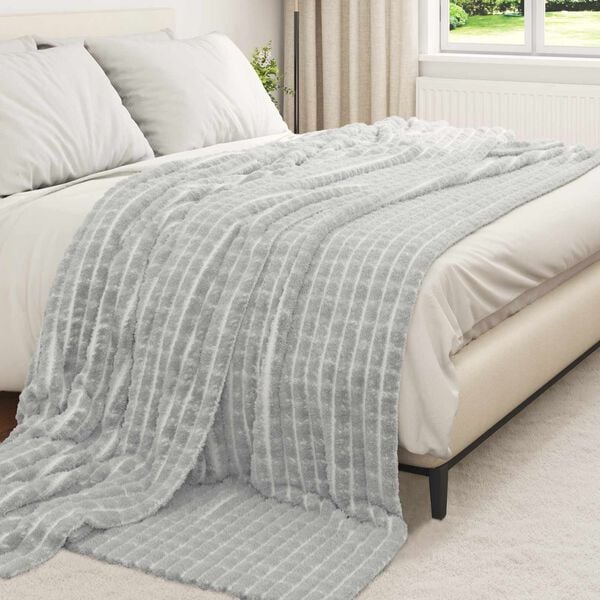 vidaXL &Uuml;berwurfdecke Grau 240 x 220 cm Fleece