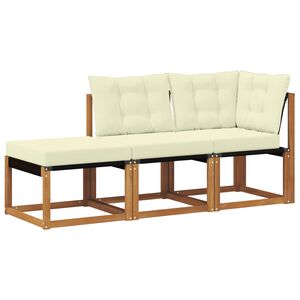 vidaXL 3 stk. Ecksofa-Einheiten f&uuml;r drau&szlig;en Natur und Creme