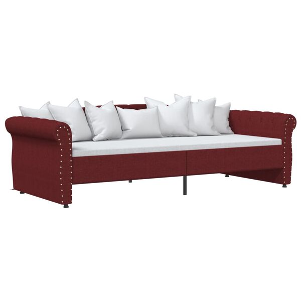 vidaXL Tagesbett USB Weinrot Stoff 90x200 cm