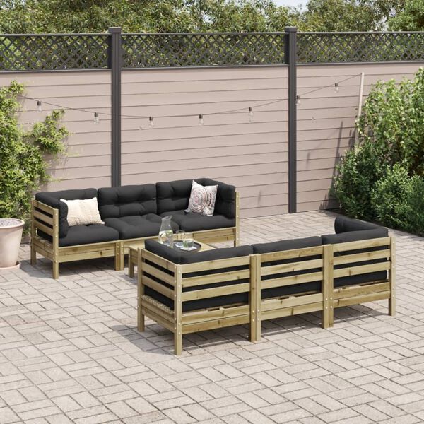 vidaXL 7-tlg. Garten-Sofagarnitur mit Kissen Kiefernholz Impr&auml;gniert