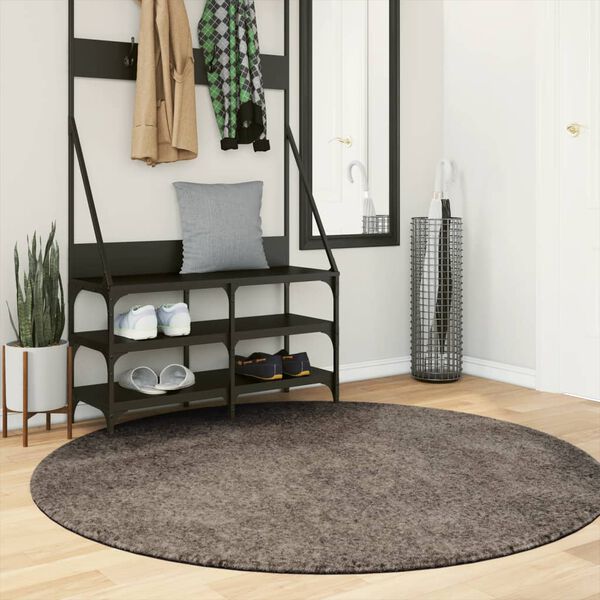 vidaXL Teppich ISTAN Hochflor Gl&auml;nzend Grau &Oslash; 160 cm